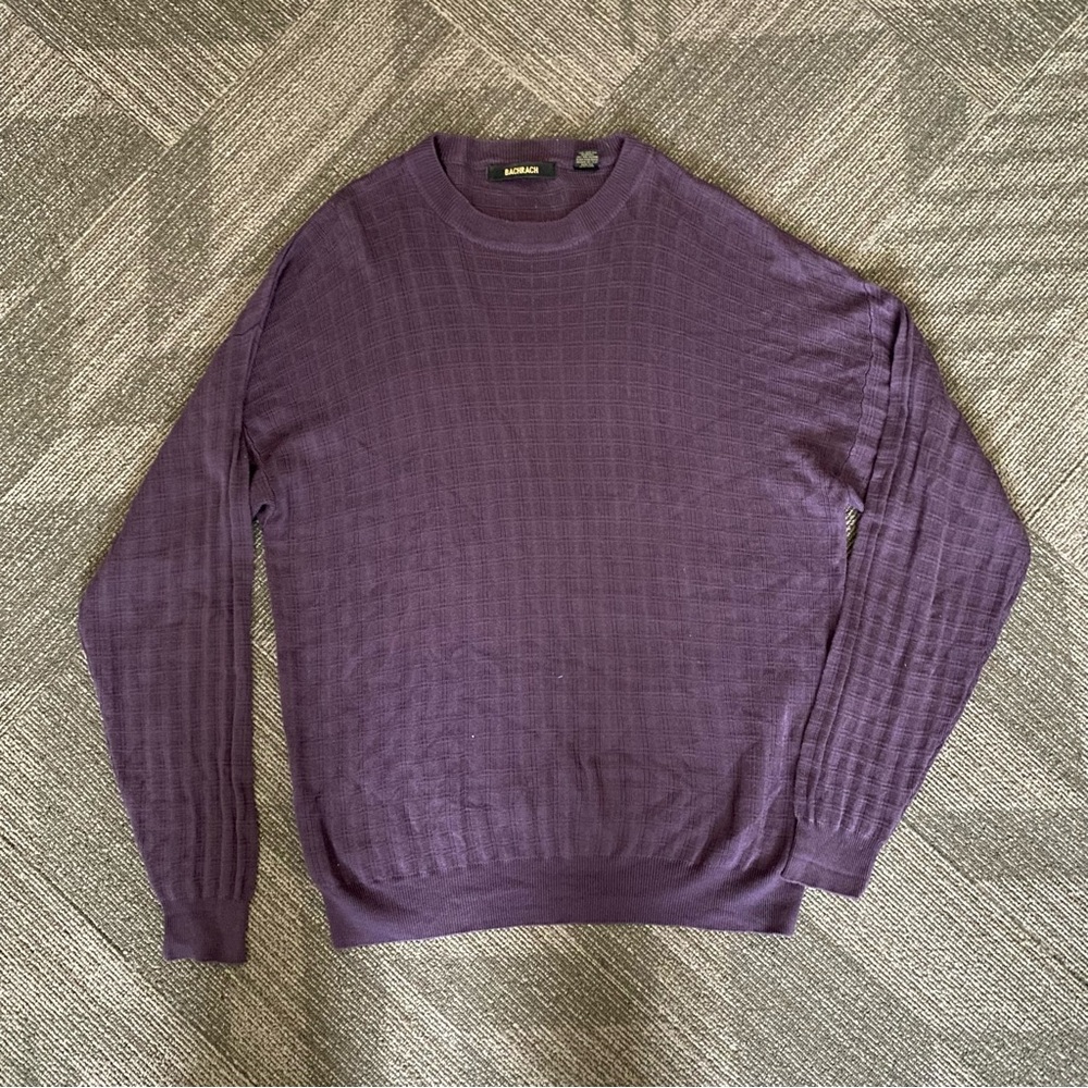 Bachrach Men's Rich Purple Crewneck Pullover Sweater